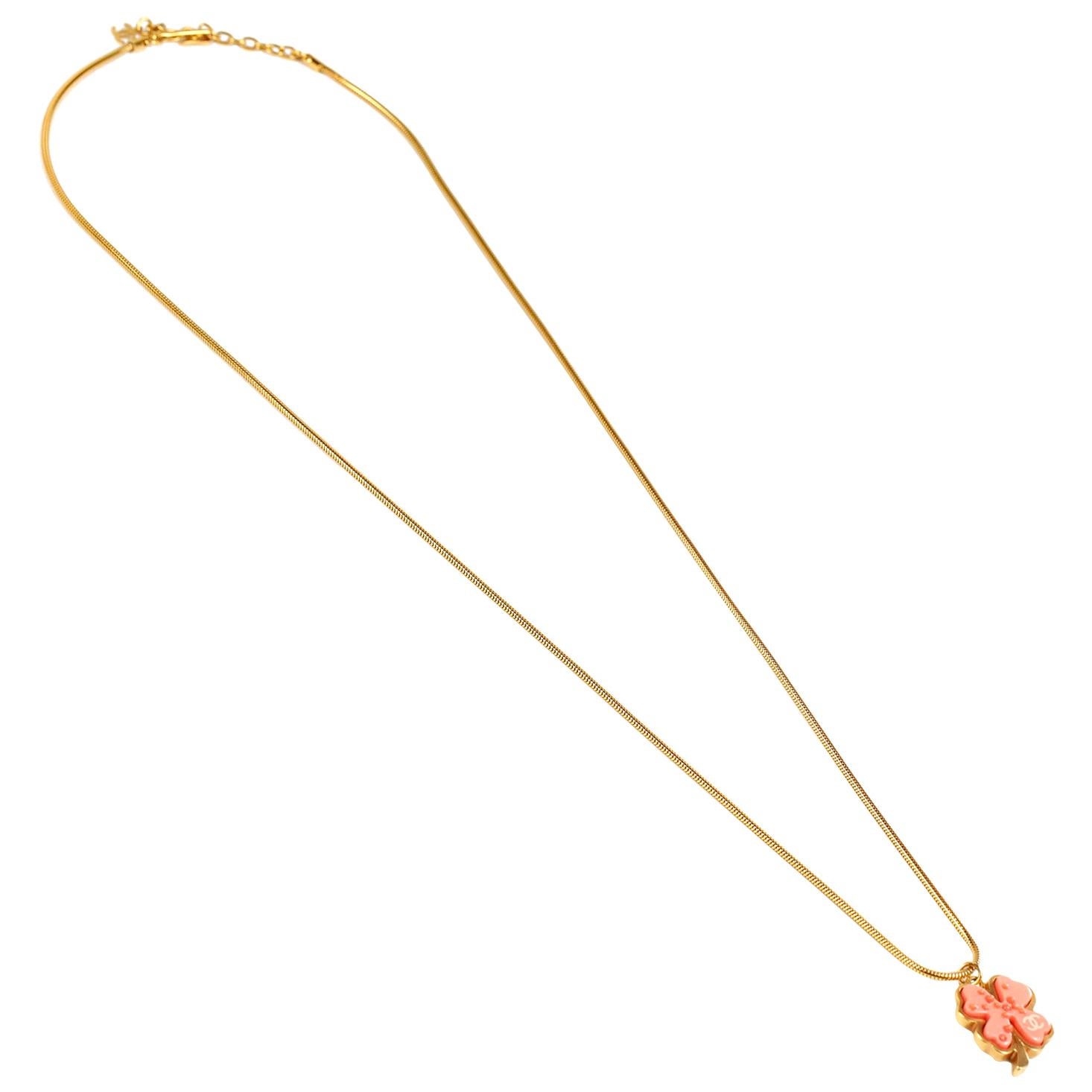 Chanel Coral Clover Long Necklace