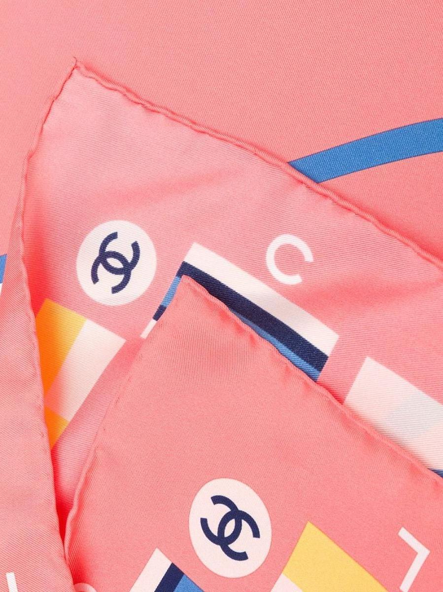 Chanel Peach 'Cruise' Silk Scarf In Excellent Condition In London, GB