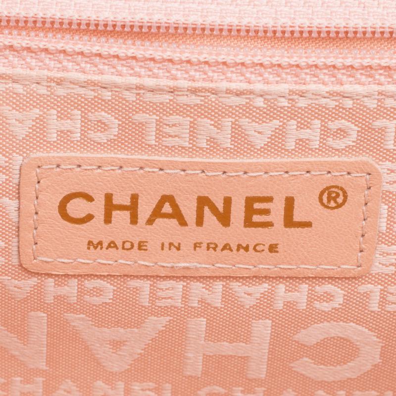 Chanel Peach Illustration Print Fabric and Leather Scarf Vintage Flap Bag 2