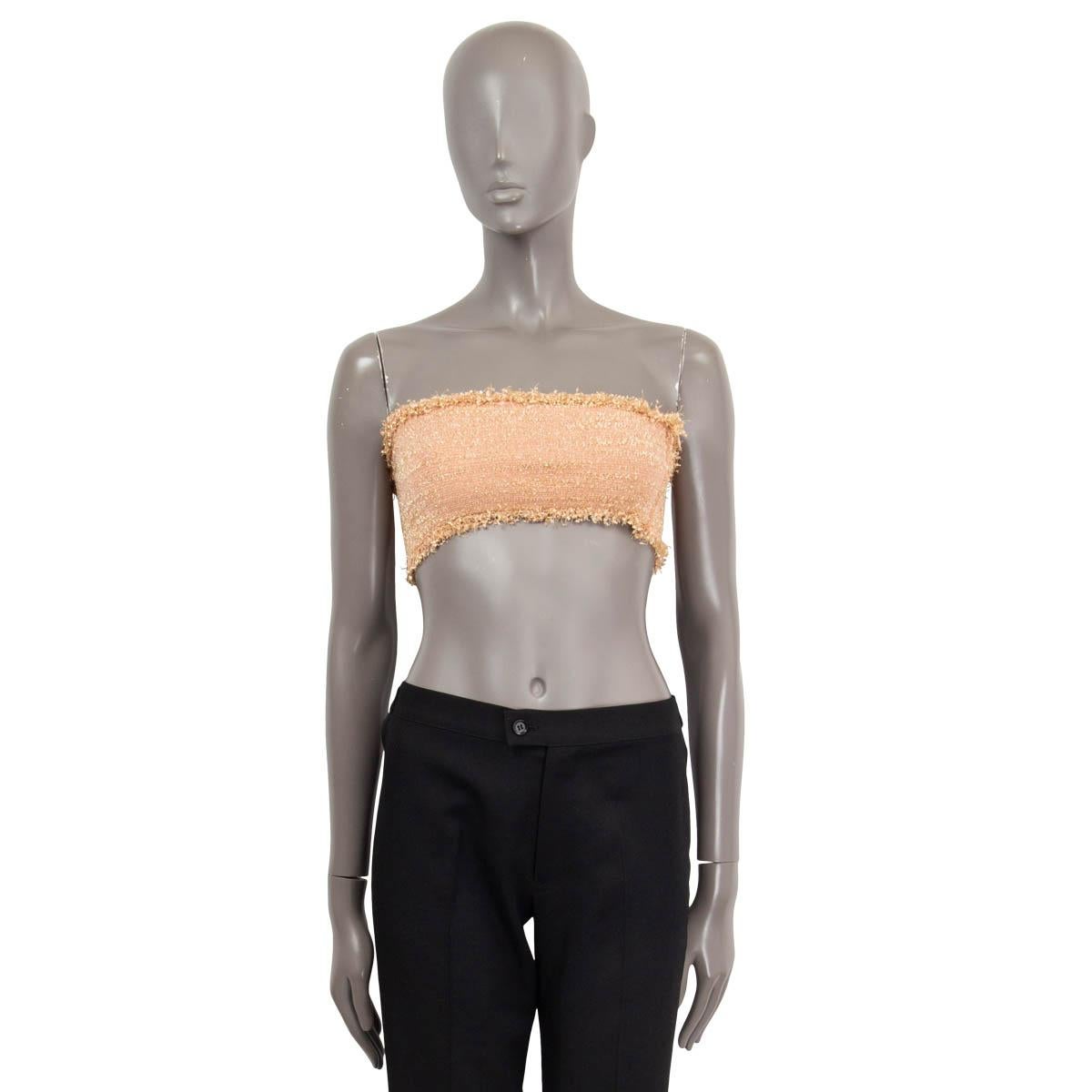 Orange CHANEL peach & pink 2018 FRINGED BANDEAU TOP Shirt 36 XS For Sale