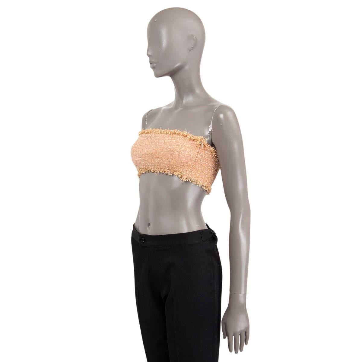 Women's CHANEL peach & pink 2018 FRINGED BANDEAU TOP Shirt 36 XS For Sale