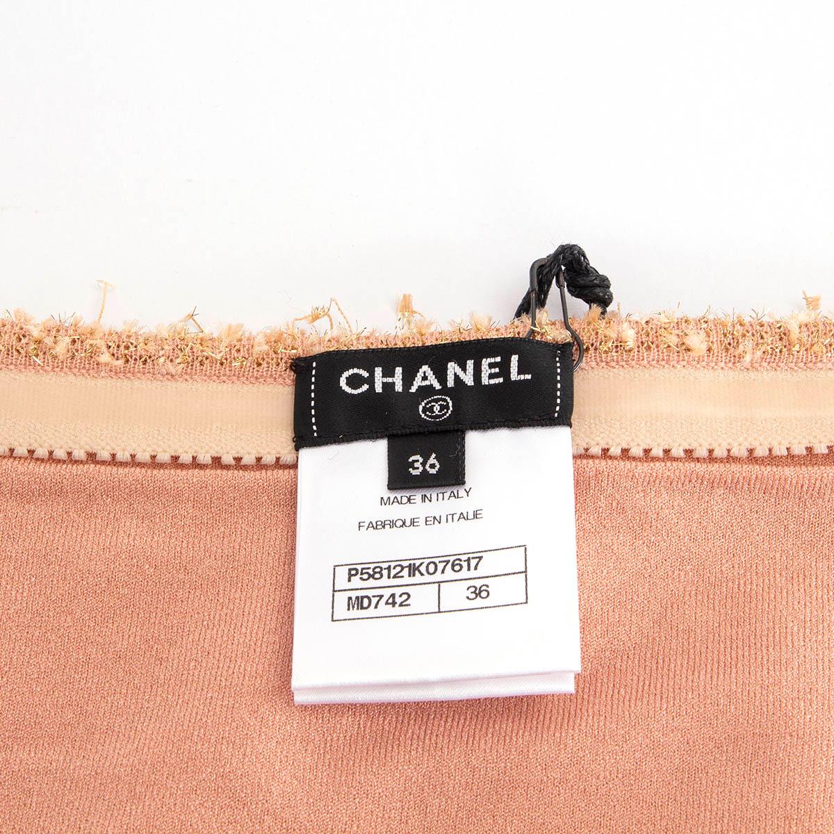 CHANEL peach & pink 2018 FRINGED BANDEAU TOP Shirt 36 XS For Sale 3