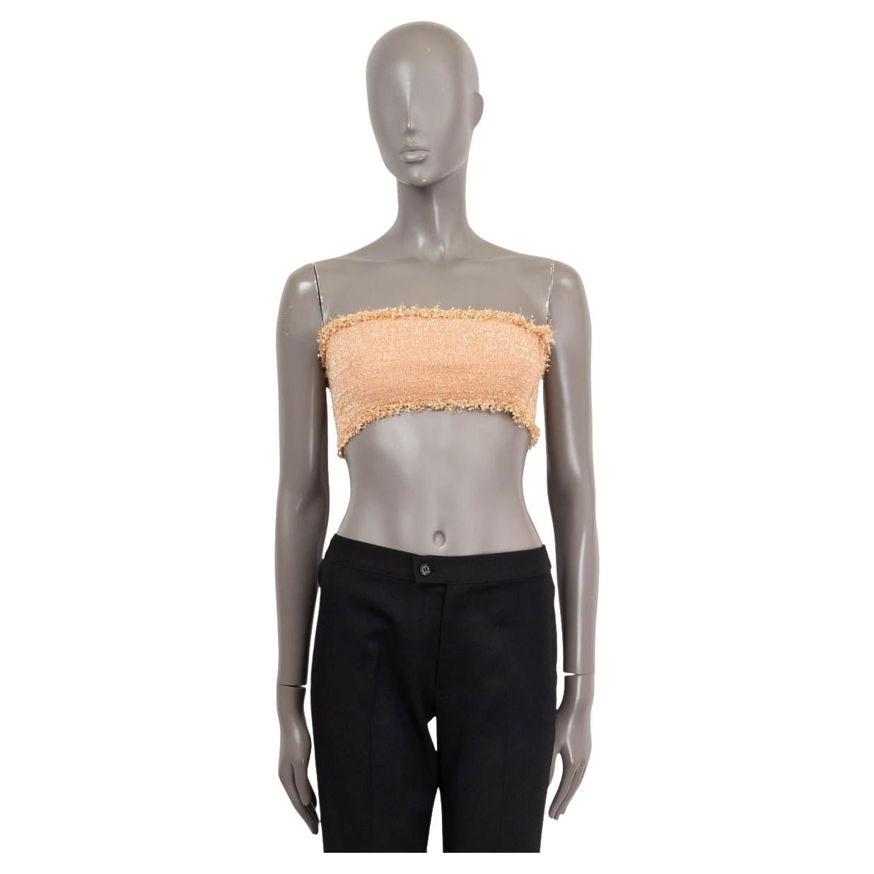 CHANEL peach & pink 2018 FRINGED BANDEAU TOP Shirt 36 XS For Sale