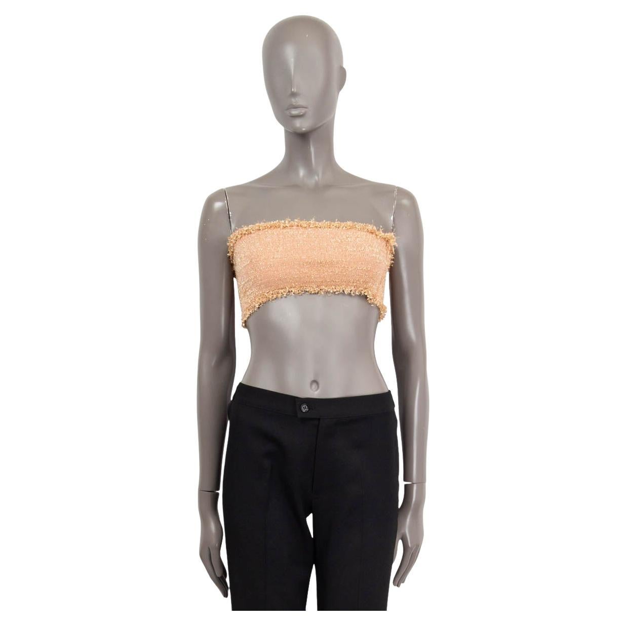 CHANEL Pfirsich & Rosa 2018 FRINGED BANDEAU TOP Shirt 36 XS