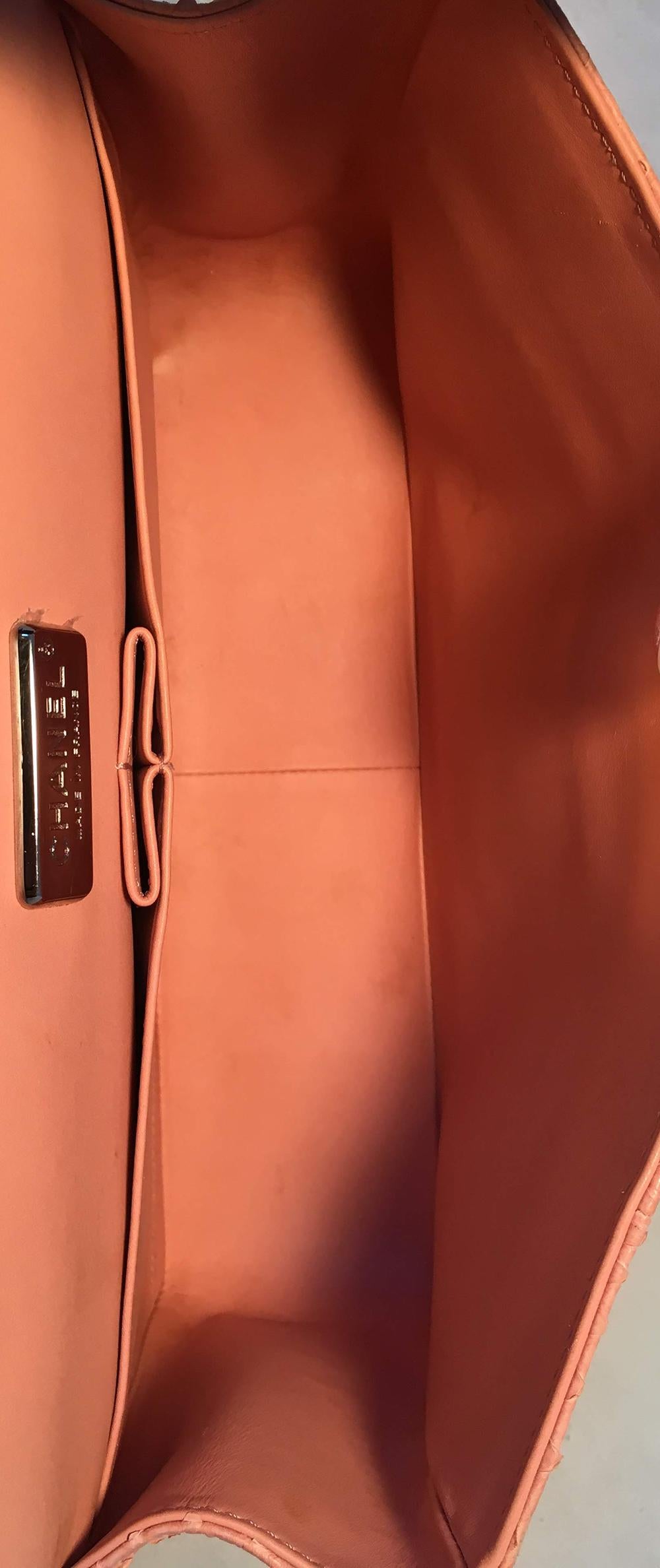 Chanel Peach Pink Python Jumbo 2.55 Double Flap Classic Shoulder Bag 5