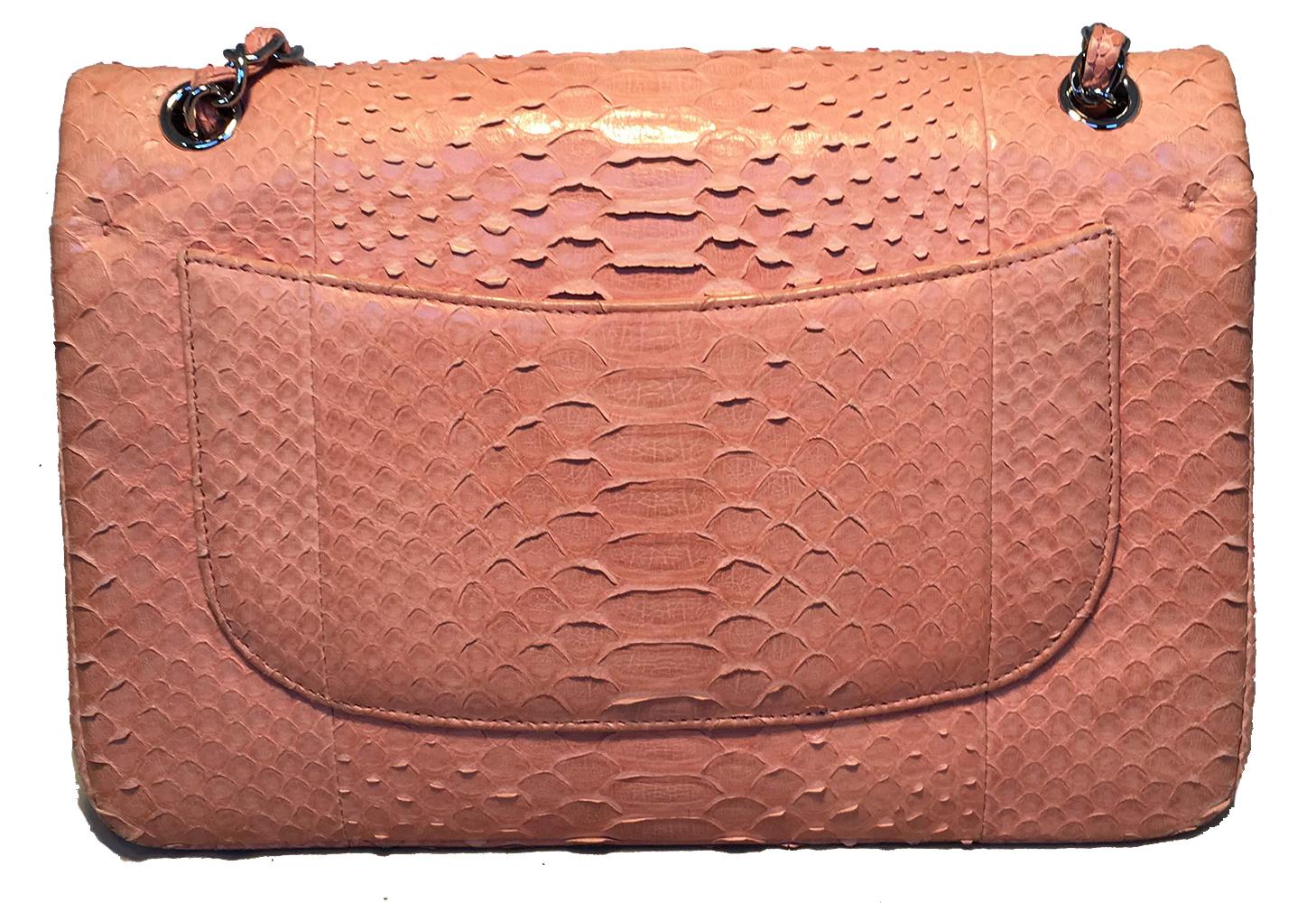 Orange Chanel Peach Pink Python Jumbo 2.55 Double Flap Classic Shoulder Bag