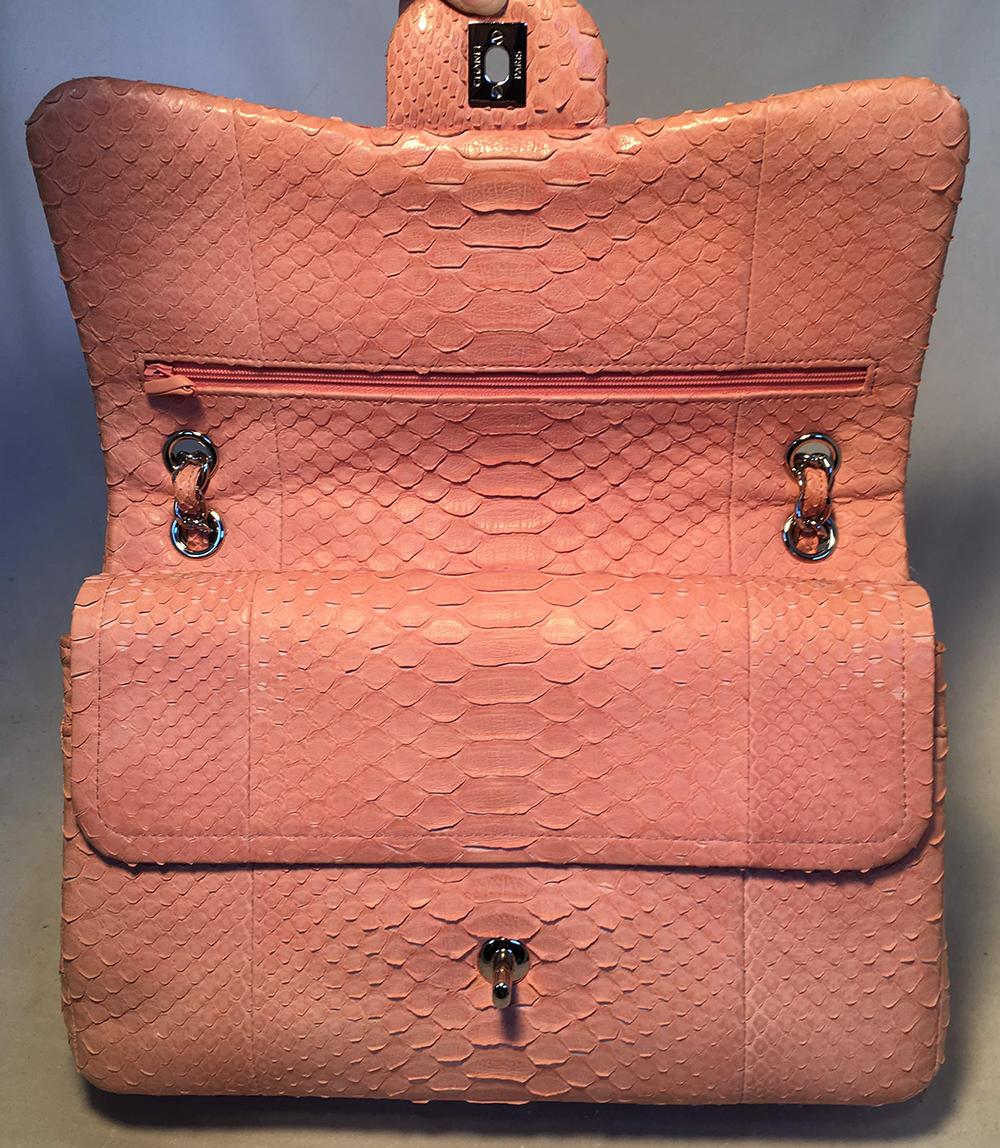 Chanel Peach Pink Python Jumbo 2.55 Double Flap Classic Shoulder Bag 1