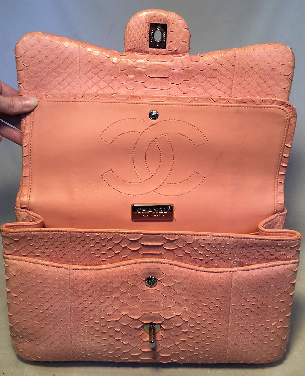 Chanel Peach Pink Python Jumbo 2.55 Double Flap Classic Shoulder Bag 2
