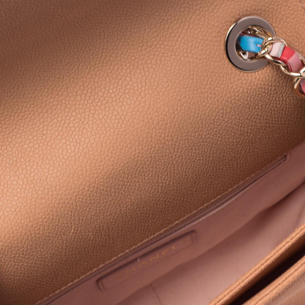 Chanel Pfirsich gesteppt Kaviar Leder kleine Faden um Klappe Tasche 4