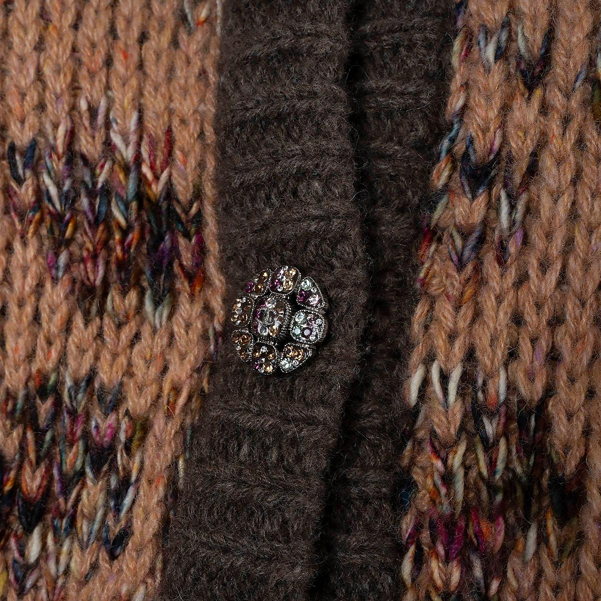 CHANEL peachy brown cashmere 22K FLORAL INTARSIA KNIT Jacket 36 XS 4