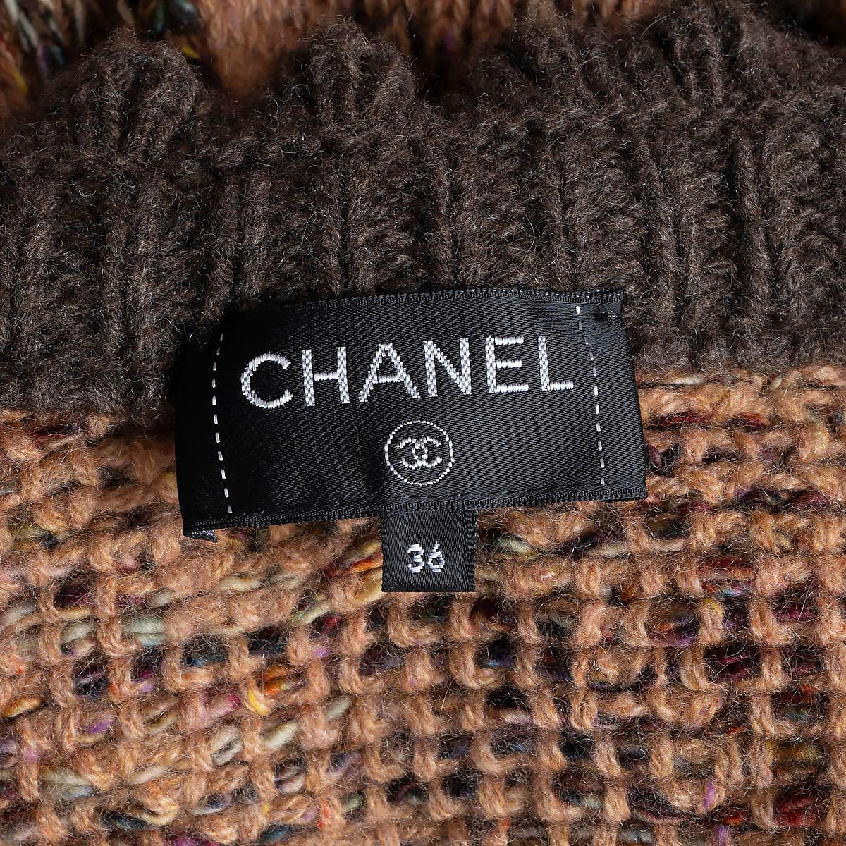 CHANEL peachy brown cashmere 22K FLORAL INTARSIA KNIT Jacket 36 XS 5
