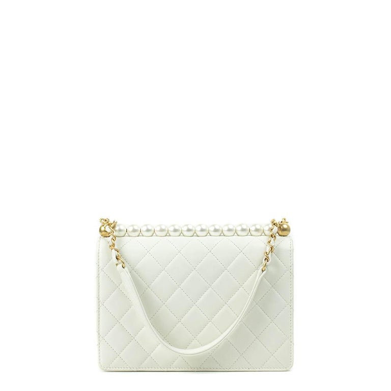 CHANEL, Pear Flap in white leather