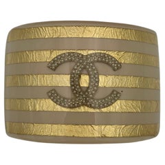 Chanel Pearl and Beige Cuff Bracelet