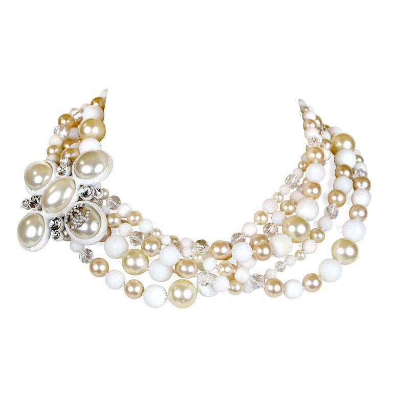 4NEN5MXCRY Mix Metal Multi Strand Choker Crystals main image 1