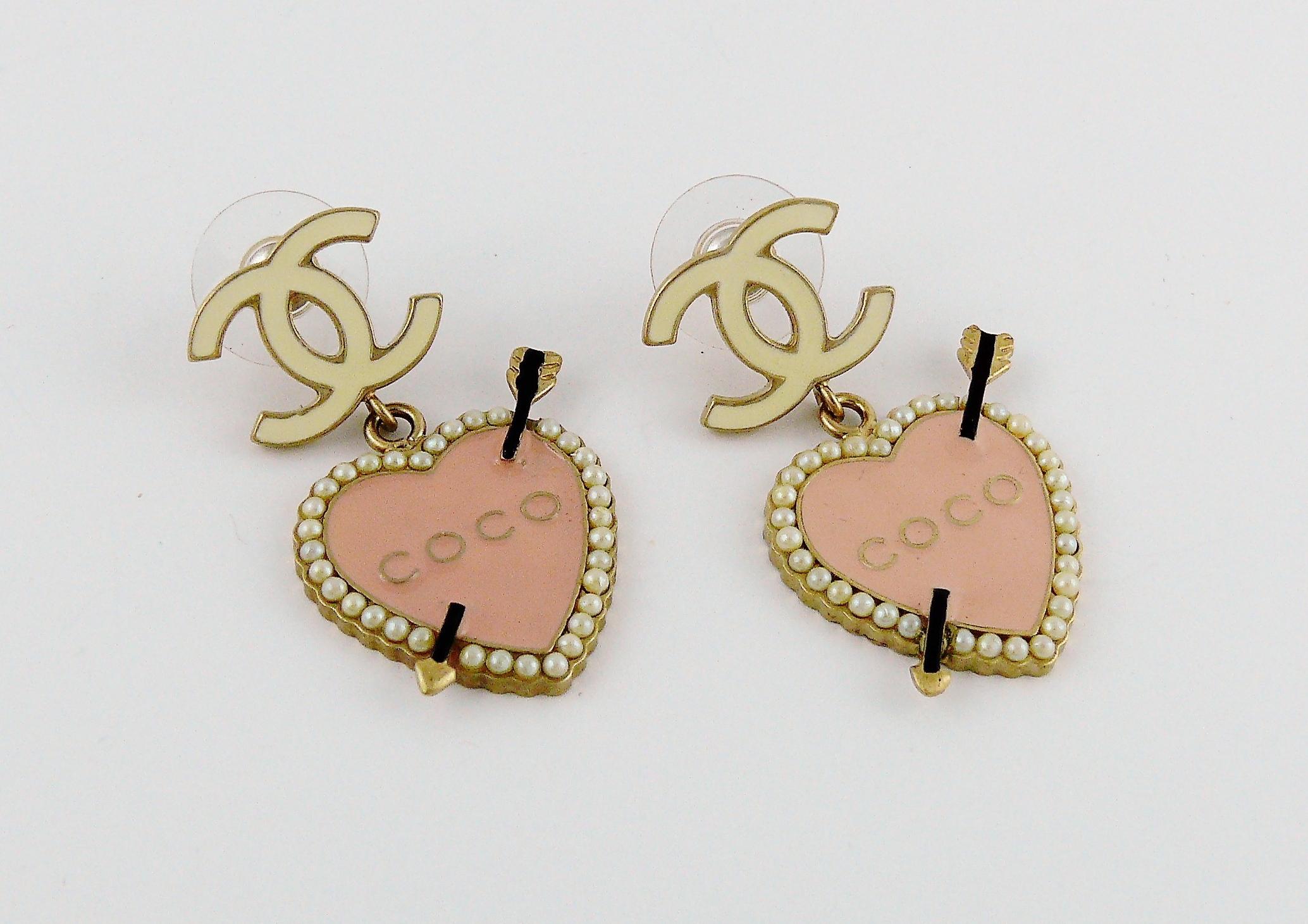 chanel heart shape earrings