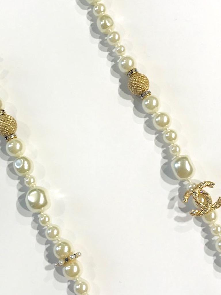 Chanel Pearl and Gold Bead Long Necklace, 2018 Cruise Collection 1