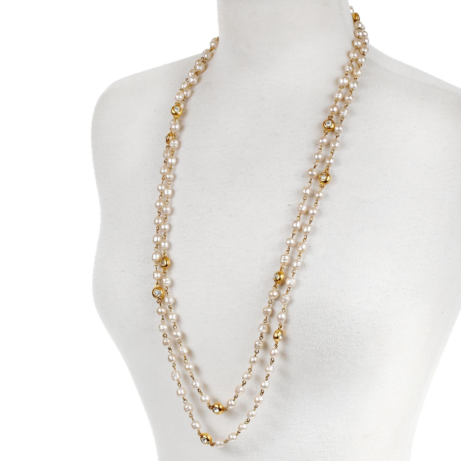 Chanel Pearl and Gold Extra Long Necklace 1