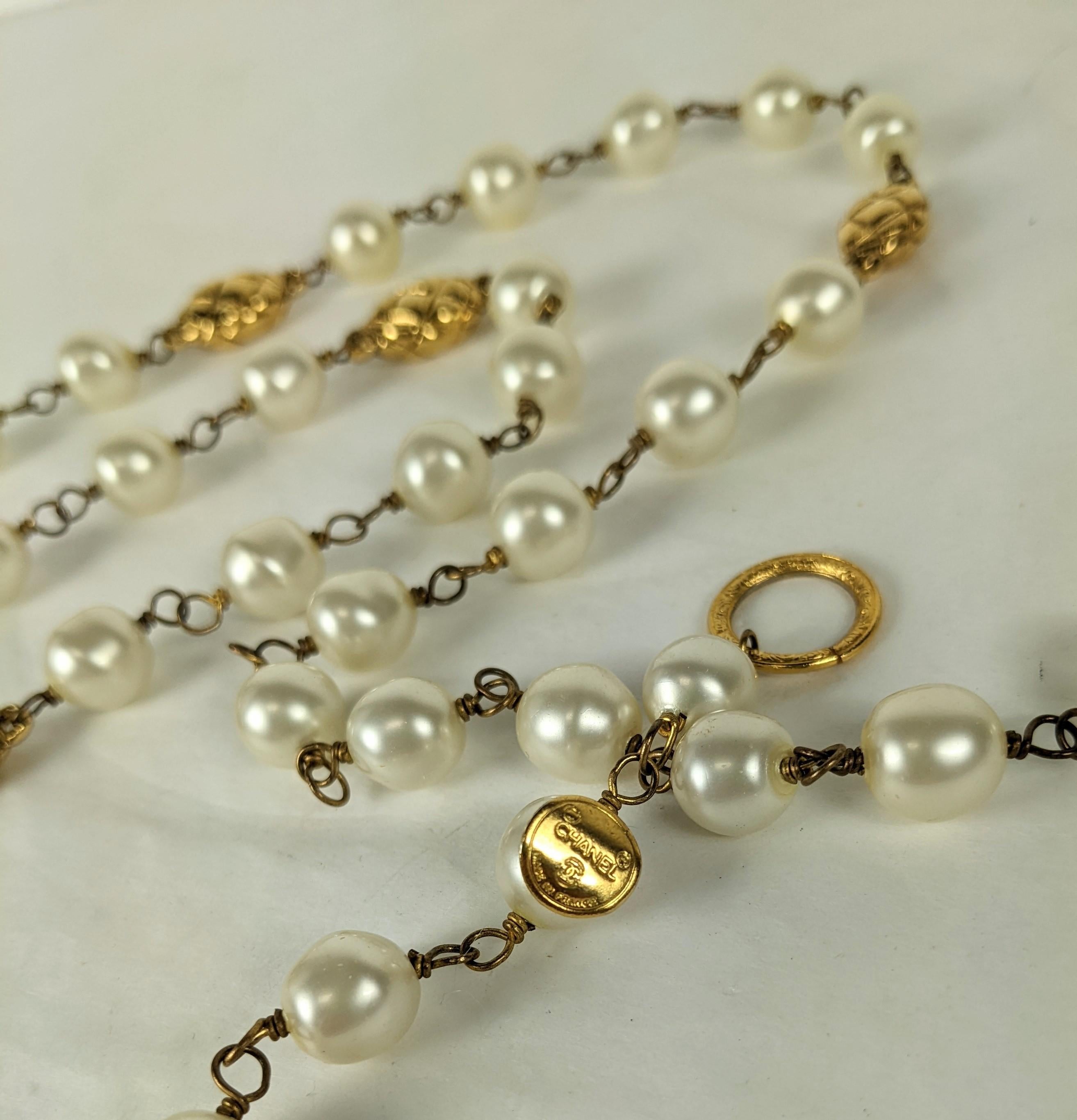 Chanel Pearl and Quilted Bead Chain  In Good Condition For Sale In New York, NY