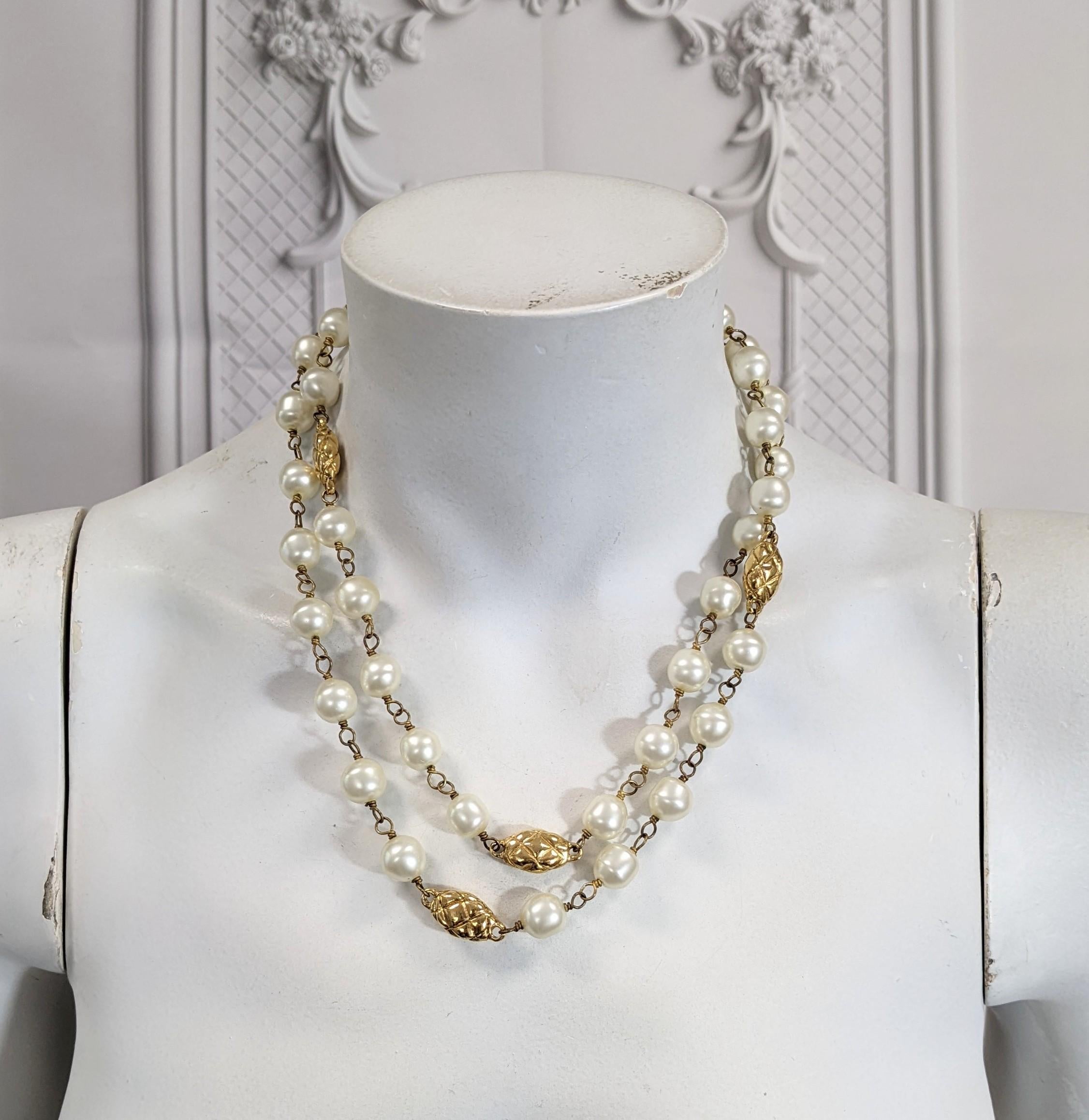 Chanel Pearl and Quilted Bead Chain  For Sale 2