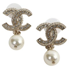 CHANEL Pearl And Rhinestone Earrings