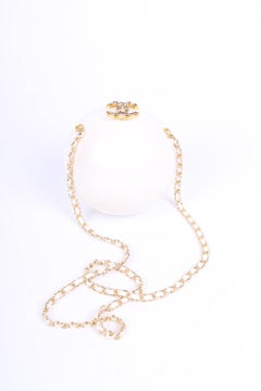 Chanel Pearl Bag CC Strass Clasp - white/gold
