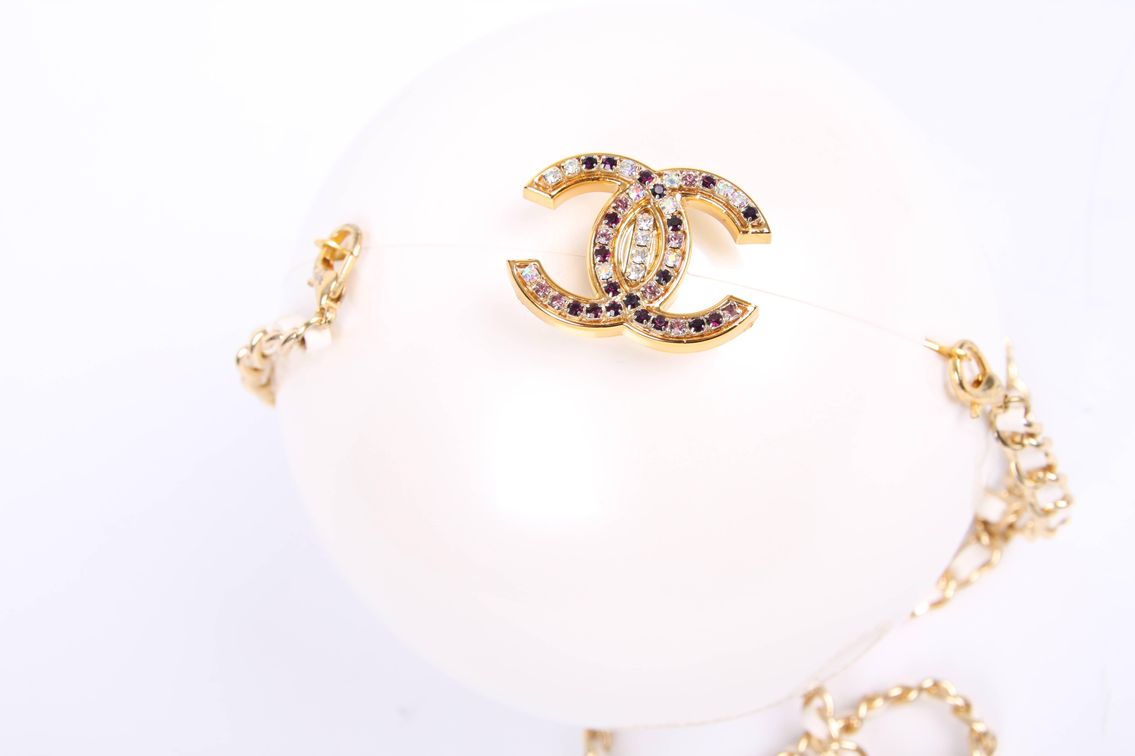 Chanel Pearl Bag CC Strass Clasp - white/gold 1