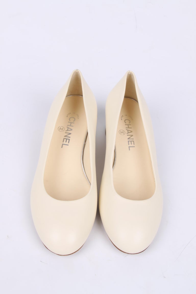 Chanel Pearl Ballerina Shoes - white For Sale at 1stDibs