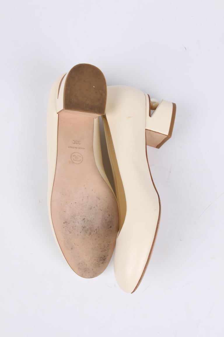Chanel Pearl Ballerina Shoes white For Sale at 1stdibs