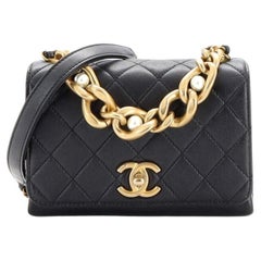 Chanel Pearl Boy Chain Flap Bag Quilted Calfskin Mini