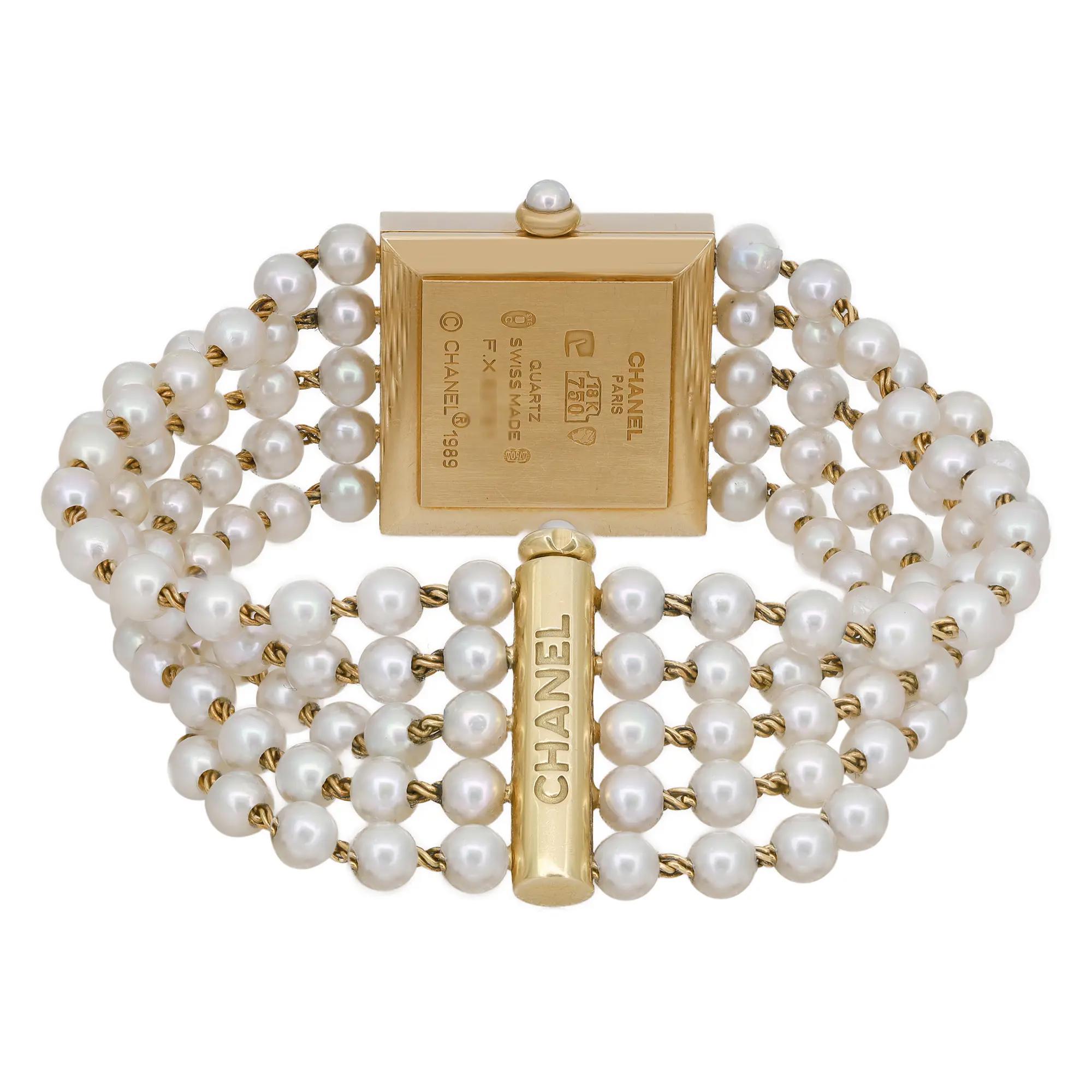 Chanel Pearl Bracelet 18K Yellow Gold White Dial Quartz Ladies Watch 217015846 1