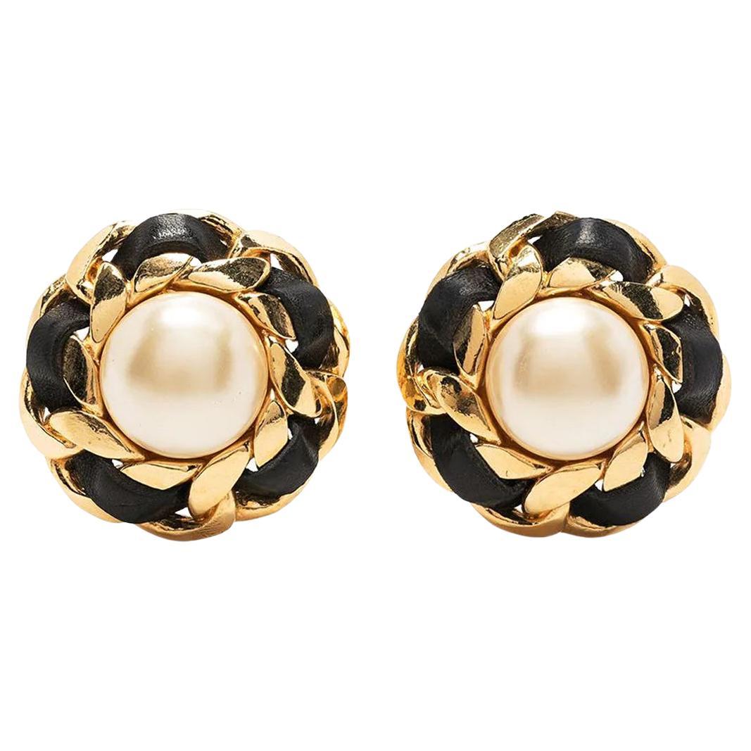 Chanel Pearl Button Earrings