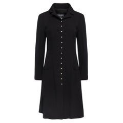 Chanel Pearl Buttons Black Tweed Coat Jacket