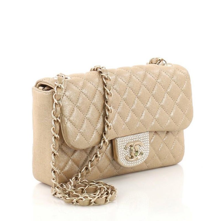 Chanel Pearl CC Crystal Flap Bag Quilted Iridescent Fabric Sma at 1stDibs