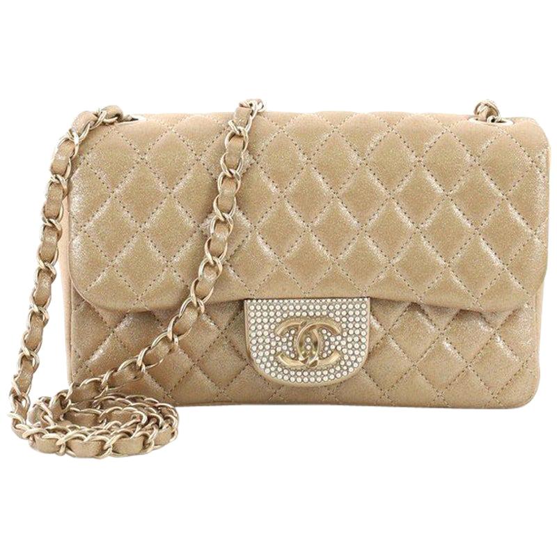 Chanel Pearl CC Crystal Flap Bag Quilted Iridescent Fabric Sma