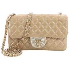 Chanel Pearl CC Crystal Flap Bag Quilted Iridescent Fabric Sma