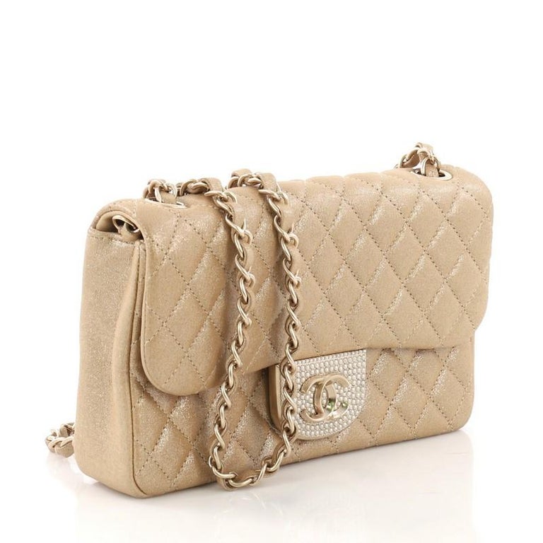 Chanel Pearl CC Crystal Flap Bag Quilted Iridescent Fabric Small For ...