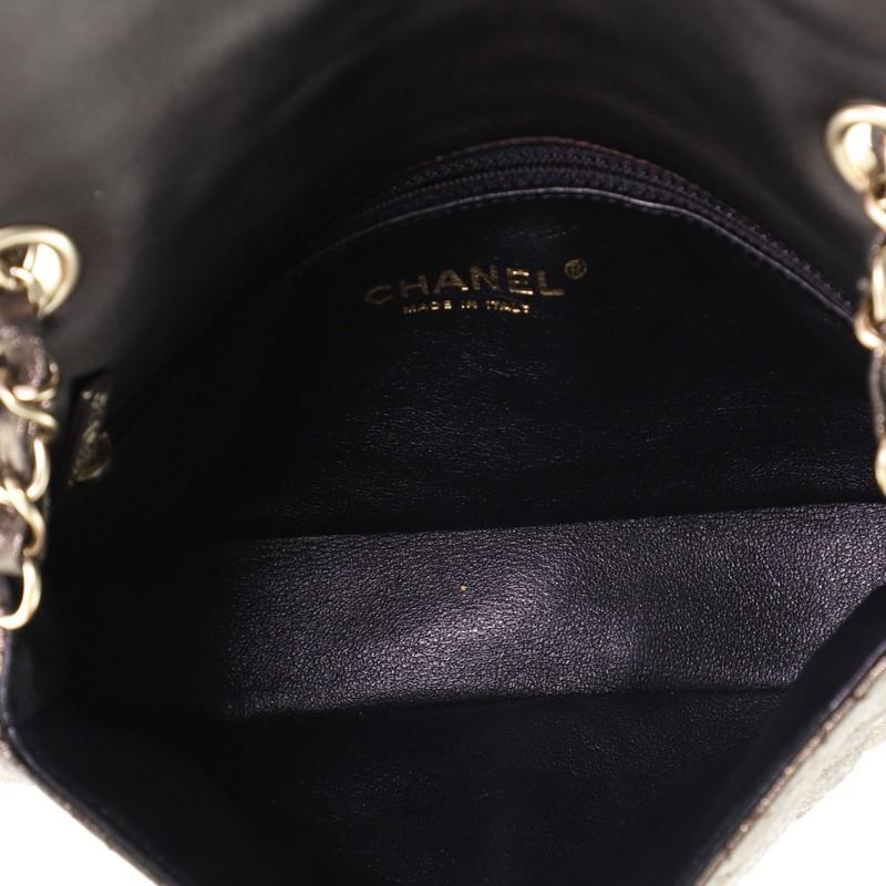 Gray Chanel Pearl CC Crystal Flap Bag Quilted Iridescent Fabric Small