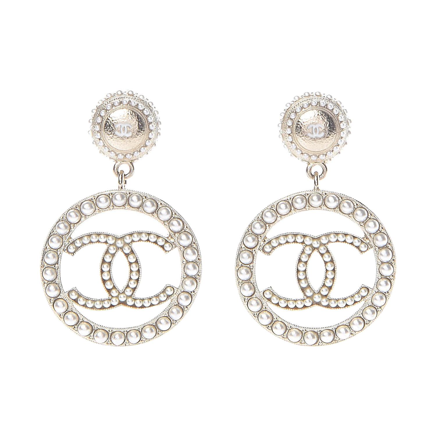 CHANEL Pearl CC Drop Earrings Gold Sold out in stores in boutiques at  1stDibs
