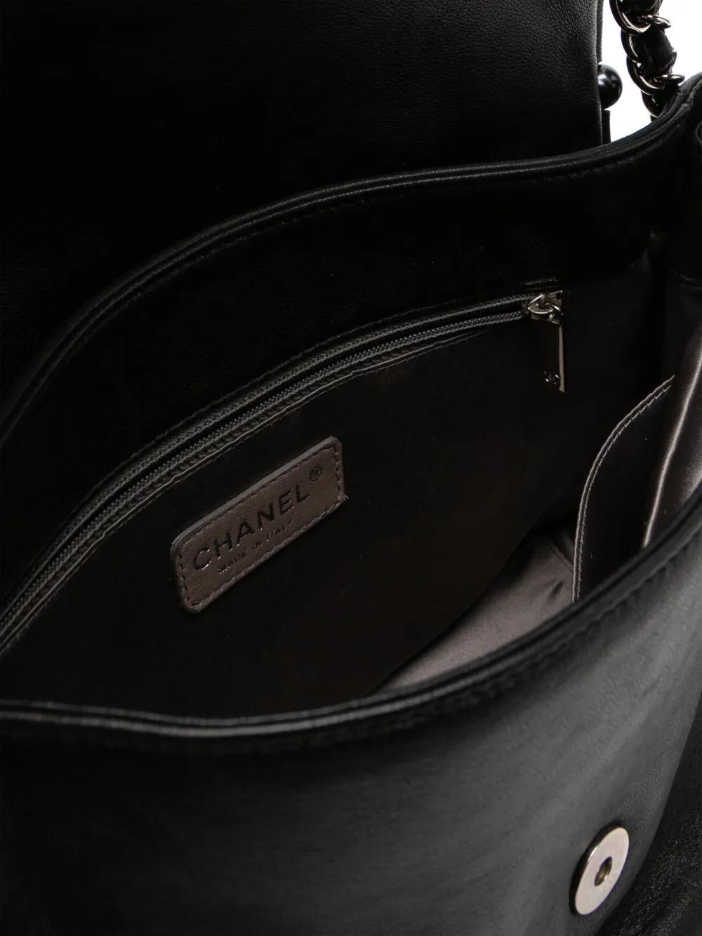 Chanel Pearl CC Flap Black Lambskin 2008 Crossbody Shoulder Bad For Sale 1