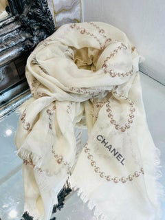 Chanel Pearl 'CC' Logo Cashmere & Silk Scarf
