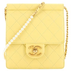 Chanel Pearl Chain Flap Bag Quilted Lambskin Small