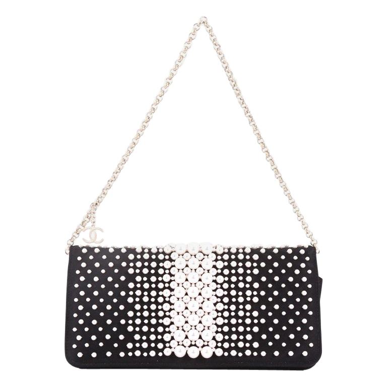 Chanel Pearl Chain Wallet Embellished Satin Long at 1stDibs
