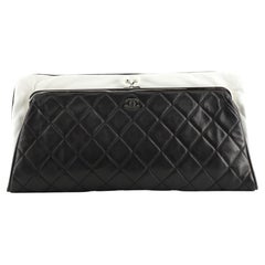 Chanel Pearl Clasp Frame Clutch Quilted Lambskin Large