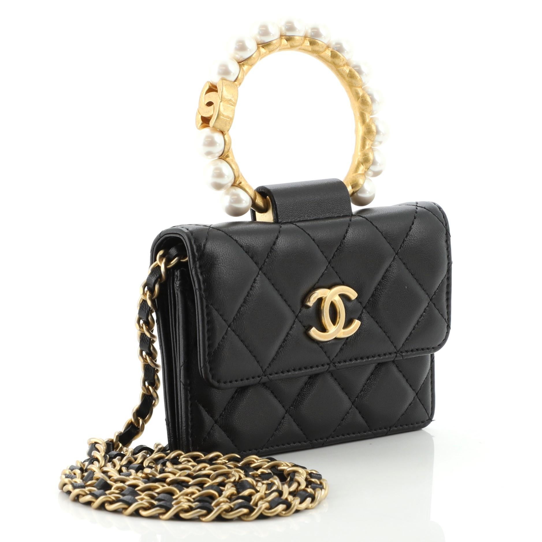 chanel clutch with chain pearl