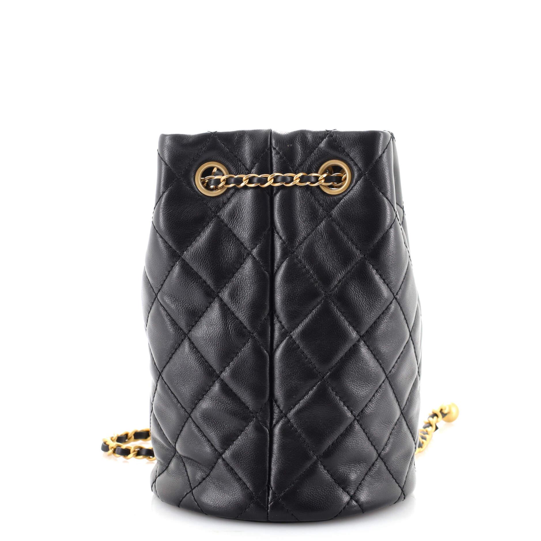 Chanel Pearl Crush Bucket Bag Quilted Lambskin In Good Condition In NY, NY