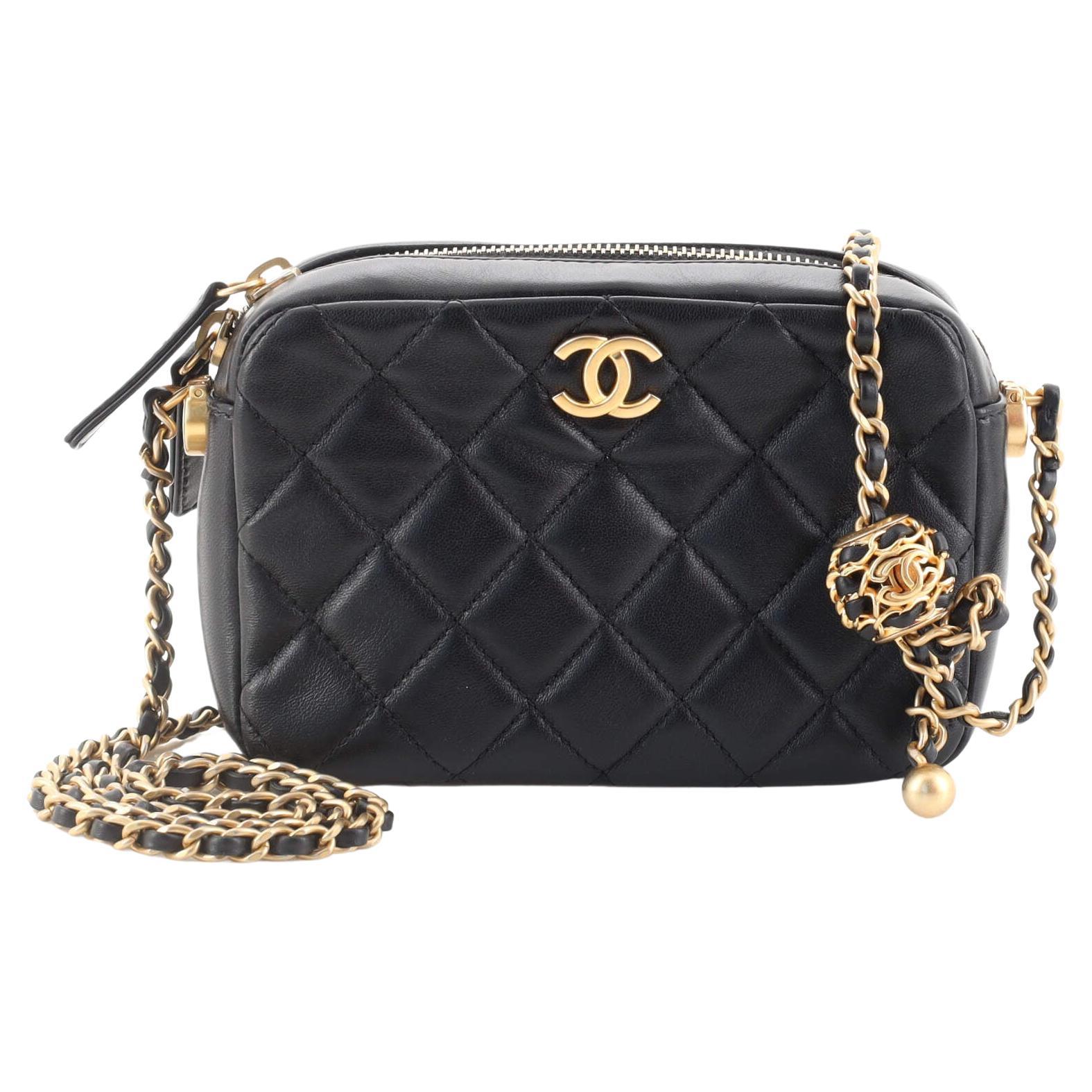 Chanel Black Quilted Lambskin Coco Crush Camera Case Gold Hardware, 2021 (Very Good), Womens Handbag