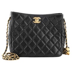 Chanel Lambskin Quilted CC Pearl Crush Small Hobo Black