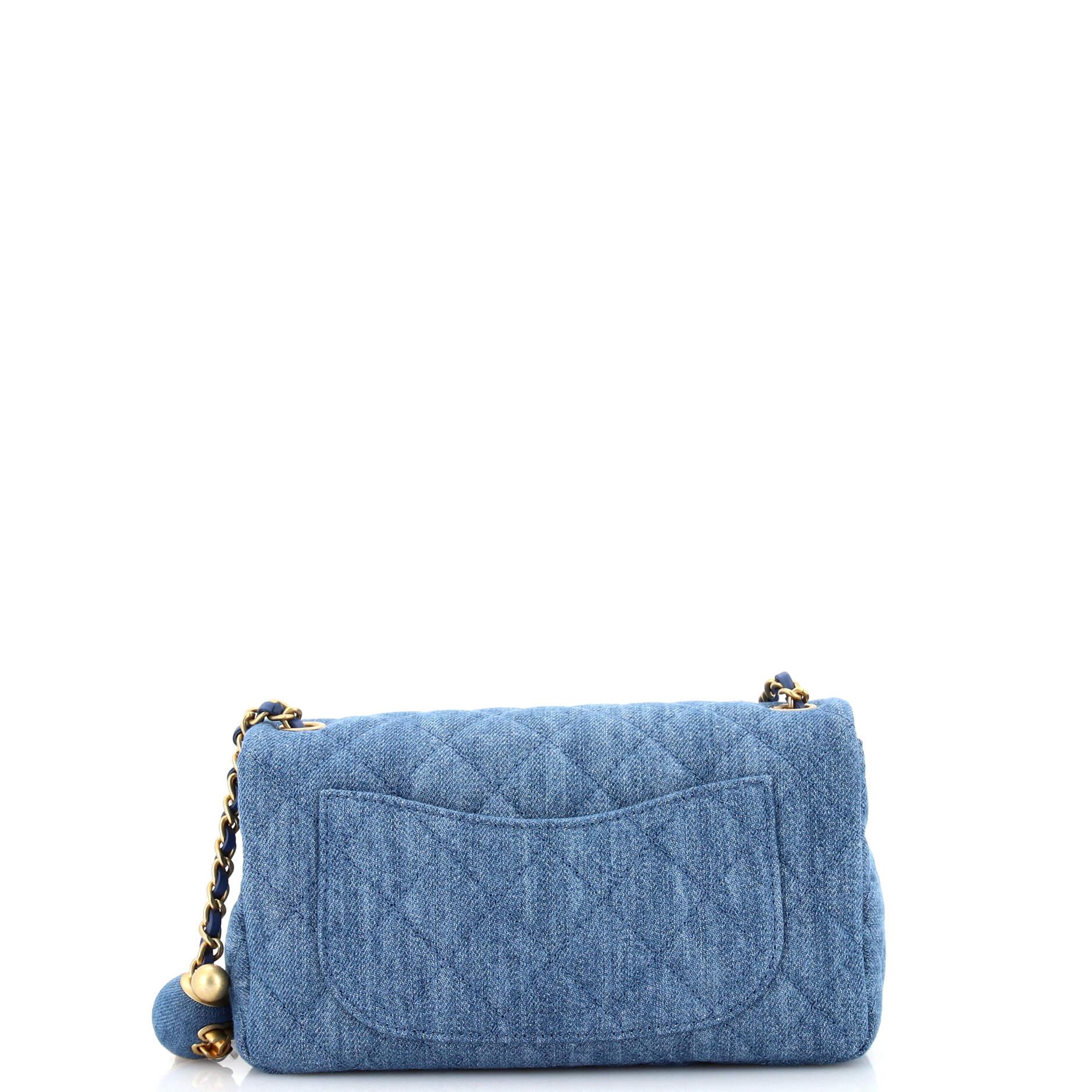 Chanel Pearl Crush Flap Bag Quilted Denim Mini In Good Condition In NY, NY