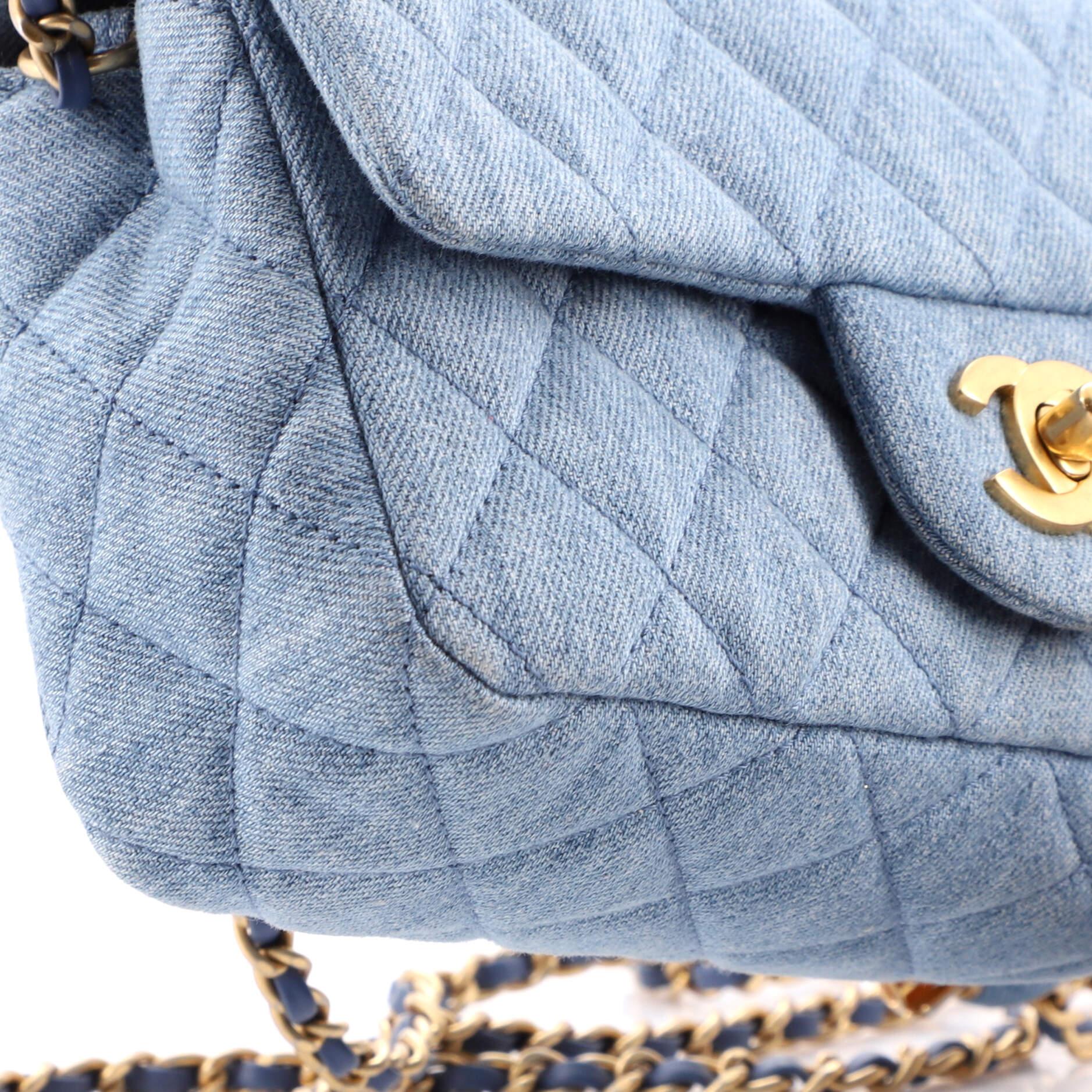 Women's Chanel Pearl Crush Flap Bag Quilted Denim Mini