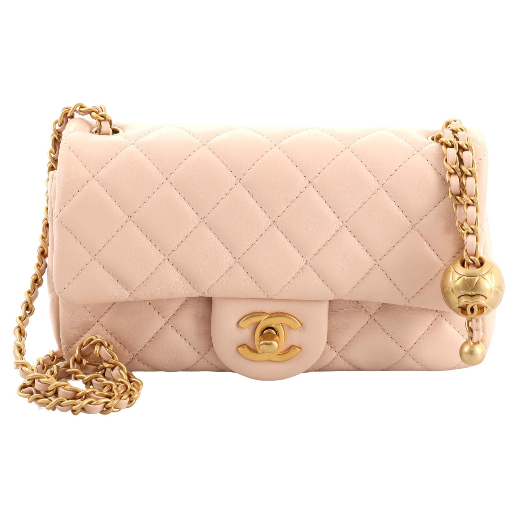 CHANEL CC Pearl Crush Mini Flap Quilted Lambskin Leather Shoulder Bag